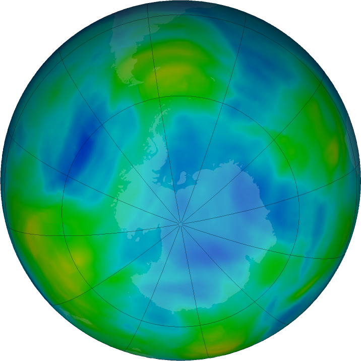 Antarctic ozone map for 18 June 2022